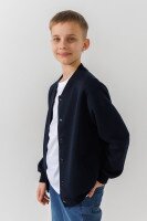 Бомбер однотонный для мальчика Deniz 2513 146 см Темно- синий  Фото №0