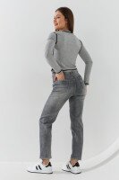 Джинси однотонні Mom Fit жіночі 6453 25 Сірий  Фото №3