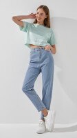 Джинсы Mom Fit женские 801 S Голубой  Фото №1