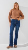 Купить Джинсы однотонные клеш женские 1925 2XL Синий Артикул: 2000999193521 Миниатюра фотографии № 1