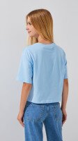Футболка однотонная для девочки LAWA GBC02337 134 см Голубой  Фото №3