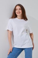 Купить Футболка однотонная женская W23-07 XL Белый Артикул: 2000990969156 Миниатюра фотографии № 3