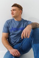 Футболка з принтом чоловіча  AD003MP S Блакитний  Фото №1