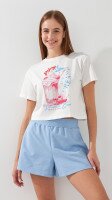 Купити Футболка з принтом Enjoy Summer жіноча  LAWA P-WB02401 L Молочний Артикул: 2000999215360 Фото мініатюра № 1
