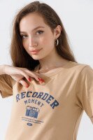Купить Футболка с принтом женская 6627-BP One Size Бежевый (2000990567888A) Артикул: 2000990567888 Миниатюра фотографии № 3