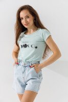 Футболка с принтом женская Poncik 24406-4-KV One Size Мятный (2000990609526A)  Фото №0