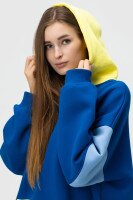 Худі однотонний жіночий MDG 241336 One Size Синьо-жовтий (2000990033833W)  Фото №1