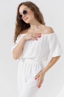 Костюм брюки+топ однотонный женский 2422 XS Молочный  Фото №0