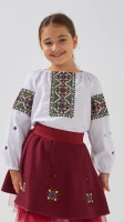 Костюм вишиванка(верх+низ) для дiвчинки РОКСОЛАНА 98 см Бордовий  Фото №0