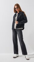 Купить Куртка джинсовая однотонная женская On me 4954 S Черный Артикул: 2000999192319 Миниатюра фотографии № 2