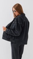 Купить Куртка джинсовая однотонная женская On me 4954 S Черный Артикул: 2000999192319 Миниатюра фотографии № 4
