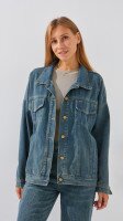 Купить Куртка джинсовая женская Lia Li 2393 XL Синий Артикул: 2000999183621 Миниатюра фотографии № 3
