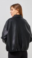 Купить Куртка однотонная экокожа женская GENUA G01103-0013 4XL Черный Артикул: 2000999413414 Миниатюра фотографии № 6