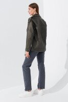 Куртка однотонная из экокожи женская 2375 S Хаки (2000990635419D)  Фото №2