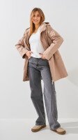 Купить Куртка однотонная женская GENUA G01116-0008 S Бежевый Артикул: 2000999416101 Миниатюра фотографии № 4
