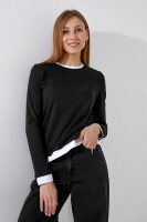 Лонгслив однотонный женский LAWA WBC02457 XS Черно-белый  Фото №0