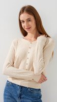 Пуловер однотонный женский 312 One Size Бежевый  Фото №1