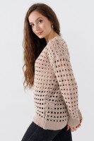 Пуловер однотонний жіночий Femme 1016 One Size Бежевий (2000989871156D)  Фото №0