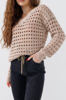 Пуловер однотонний жіночий Femme 1016 One Size Бежевий (2000989871156D)  Фото №3