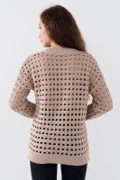 Пуловер однотонний жіночий Femme 1016 One Size Бежевий (2000989871156D)  Фото №2