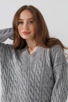 Пуловер однотонний жіночий Femme 2026 One Size Сірий (2000990221490W)  Фото №2