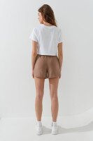 Шорты однотонные женские On me 924 42 Бежевый  Фото №3