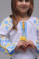 Сорочка вишиванка для дівчинки Козачок ОЛЬГА 122 см Жовто- блакитний  Фото №3