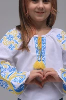 Сорочка вишиванка для дівчинки Козачок ОЛЬГА 140 см Жовто- блакитний  Фото №3