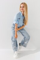 Сорочка з принтом для дівчинки TONY BOY 6199 146 см Блакитний (2000990498960S)(SC)  Фото №1