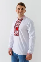 Рубашка вышиванка мужская Француз XL Бело-красный  Фото №3