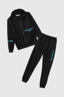 Спортивний костюм (кофта+штани) для хлопчика XHZ-0599 146 см Чорно-блакитний (2000990732996D)  Фото №5