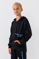 Спортивний костюм (кофта+штани) для хлопчика XHZ-0599 146 см Чорно-блакитний (2000990732996D)  Фото №0