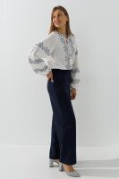 Купить Брюки прямые однотонные женские SL 93 40 Синий Артикул: 2000991004474 Миниатюра фотографии № 3