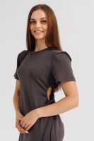 Платье однотонное женское 9932 S Графитовый (2000990508843D)  Фото №2
