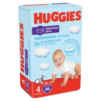 Трусики-подгузники Huggies Pants 4 Jumbo 4(9-14)36 2558141 9-14 кг для мальчиков 36 шт. (5029053564265)  Фото №0
