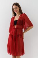 Туника пляжная однотонная женская On me 6713-2 42 Бордовый  Фото №3