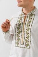 Вишиванка сорочка чоловіча  Дубки S Молочно-зелений  Фото №1