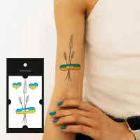 Временные тату Tattooshka &quot;Украинский колосок с сердечками&quot; L-50 (5805800013558)  Фото №1