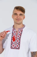Вишиванка футболка чоловіча Француз 3XL Біло-червоний (2000990486066A)  Фото №1