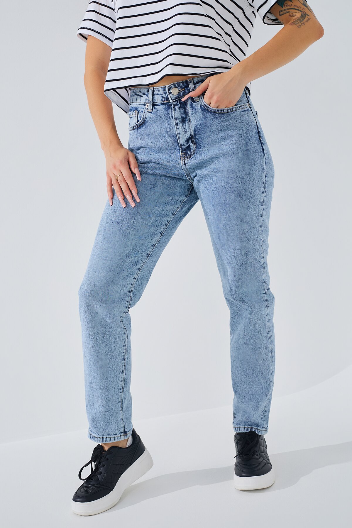 Джинсы Mom Fit женские 3940 baza 36 Синий (200099030305114D)  Фото №1