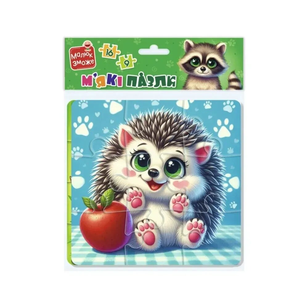 Гра розвиваюча Vladi Toys м&#039;які пазли &quot;Єнот та їжачок&quot; VT1102-36 Різнокольоровий  Фото №1
