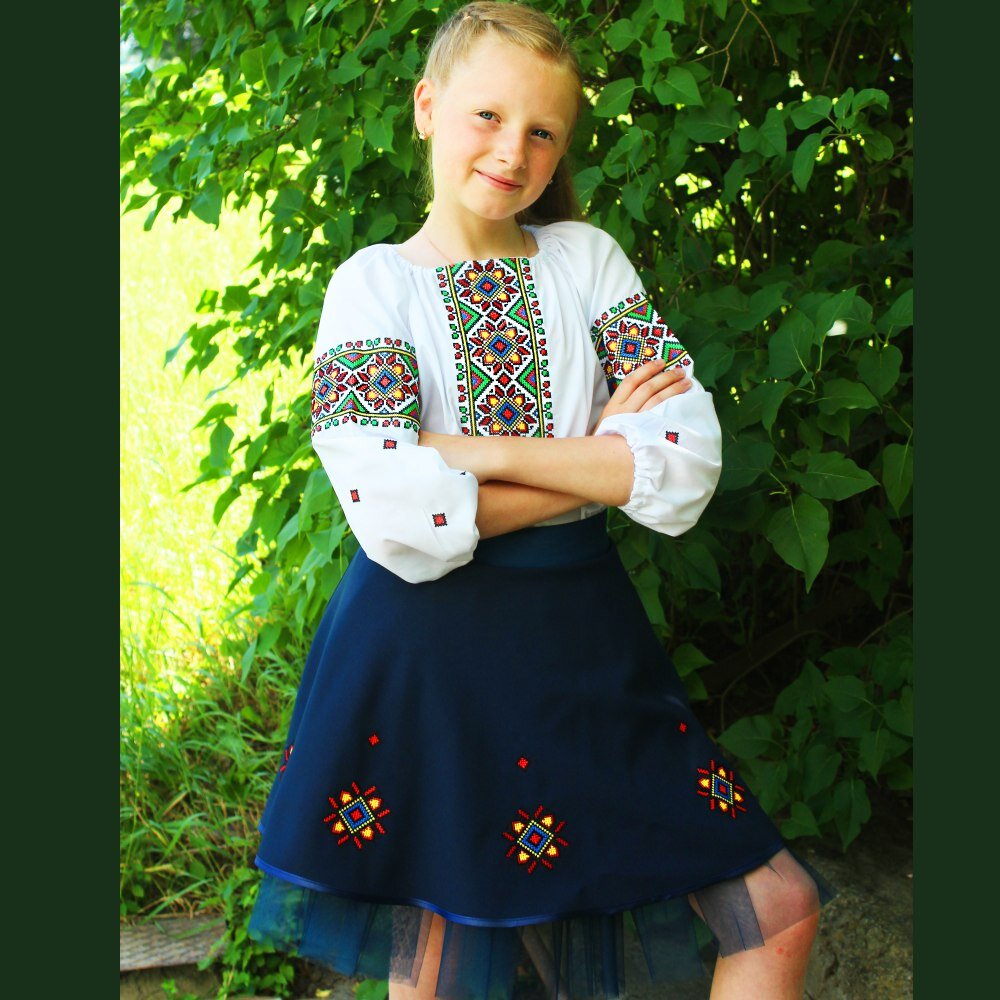 Костюм-вишиванка 140 РОКСОЛАНА Синій (2000902524718D)(SC)  Фото №0