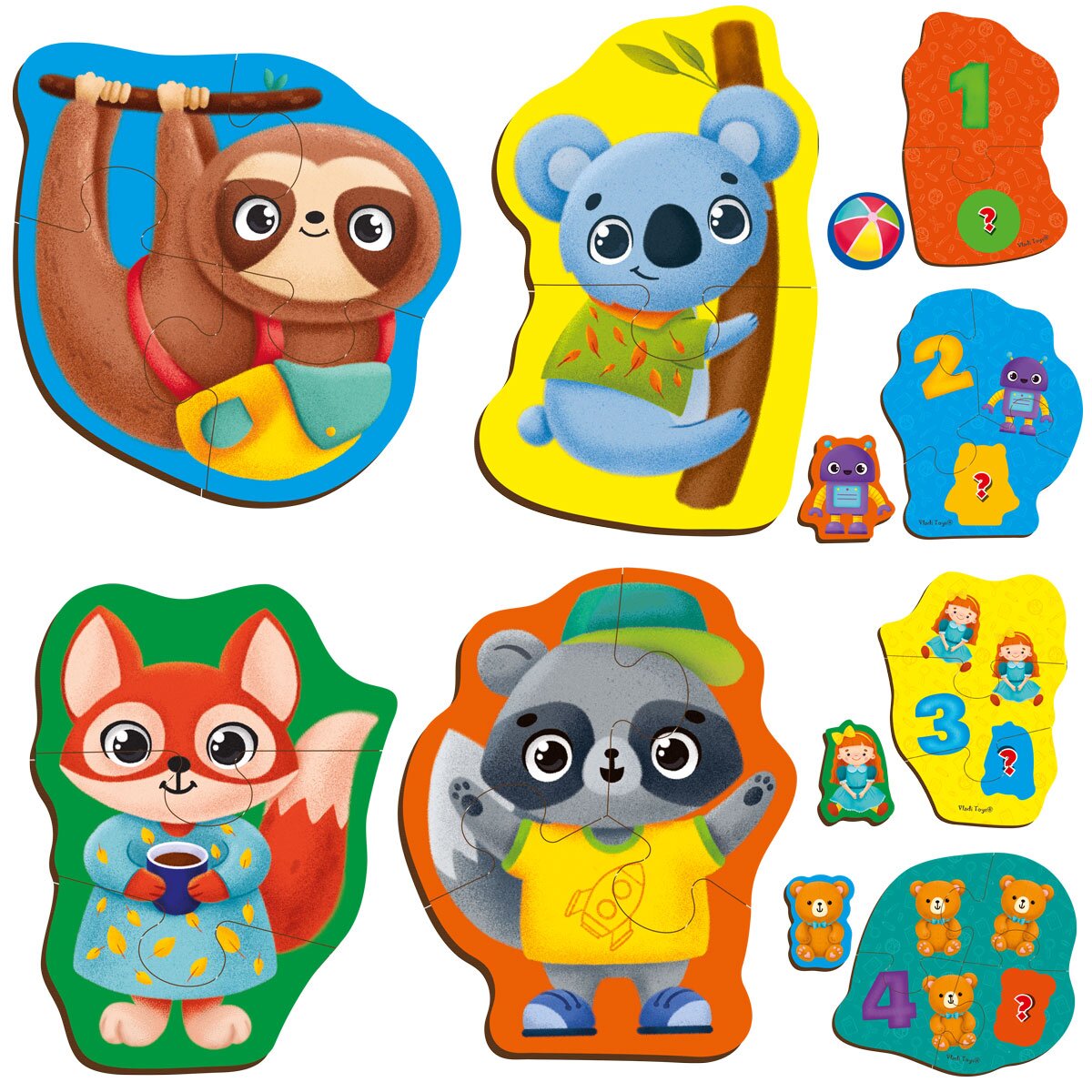 Гра розвиваюча з пазлами &quot;Тварини. Іграшки&quot; Vladi Toys VT1722-27 (4820234765461)  Фото №1