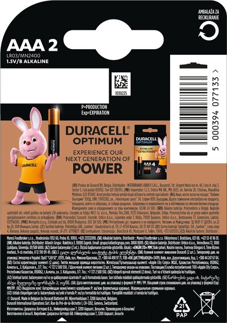 Батарейки DURACELL Basic 77133 AAA1.5V LR03 2 шт на блістері  Фото №1