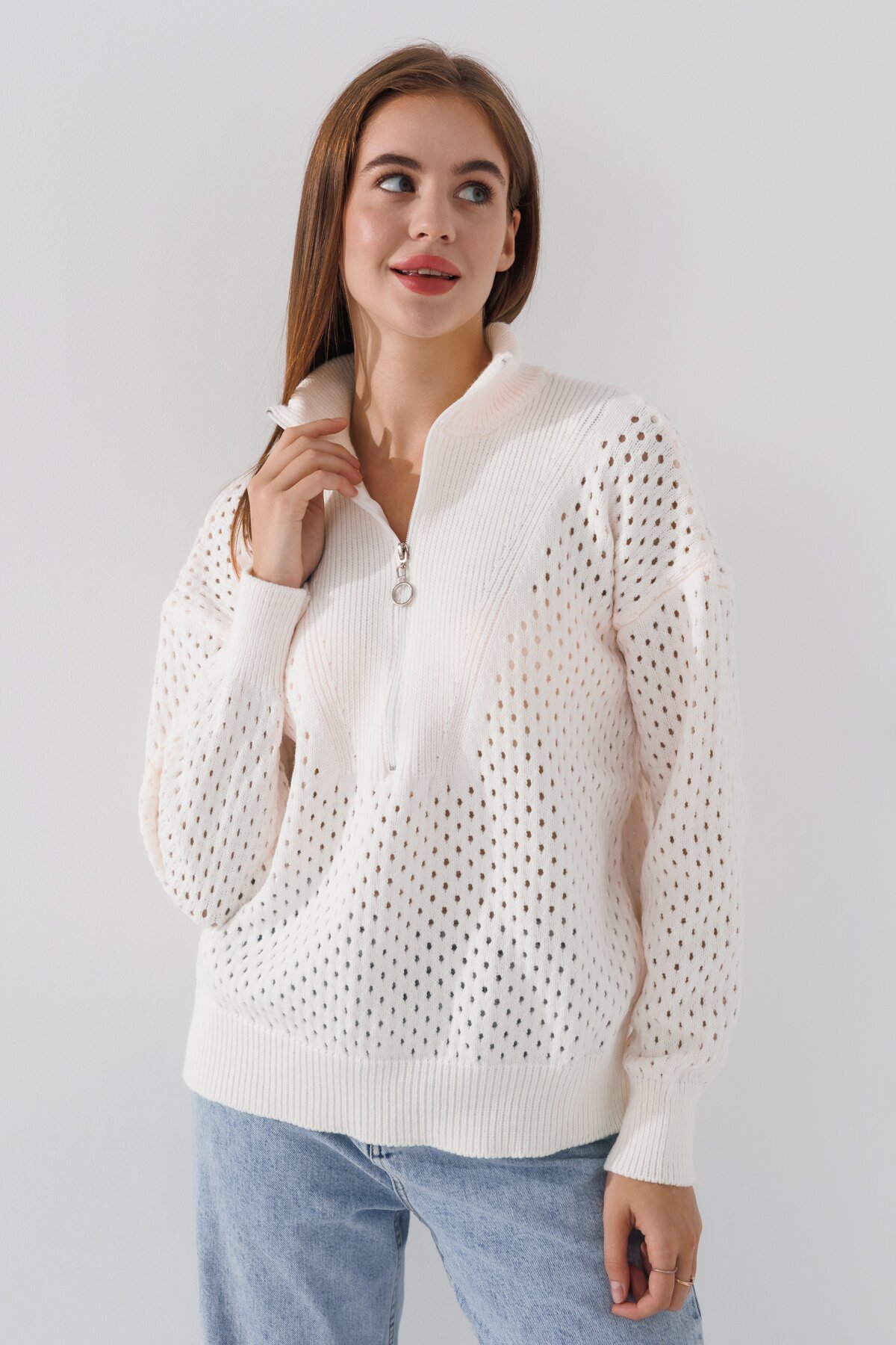 Джемпер однотонний жіночий Femme 1017 M Білий (2000989871286D)  Фото №0