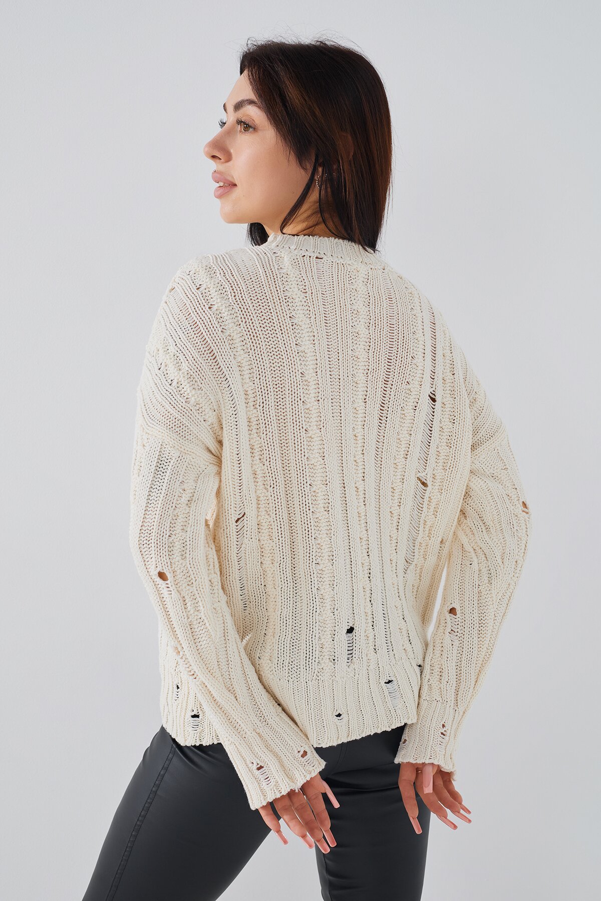 Джемпер однотонный женский Femme 1002 One Size Молочный (2000989870630D)  Фото №4