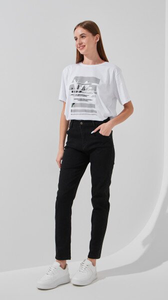 Купити Джинси Mom Fit жіночі 3015 25 Чорний Артикул: 2000999186561 Фото №1