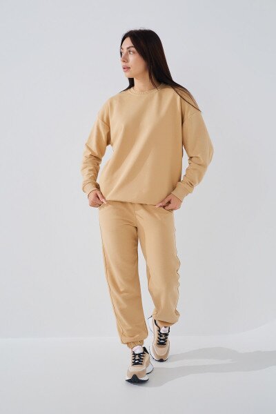 Спортивные штаны женские однотонные On me Kuz-1 baza XS Бежевый (2000989503262D)