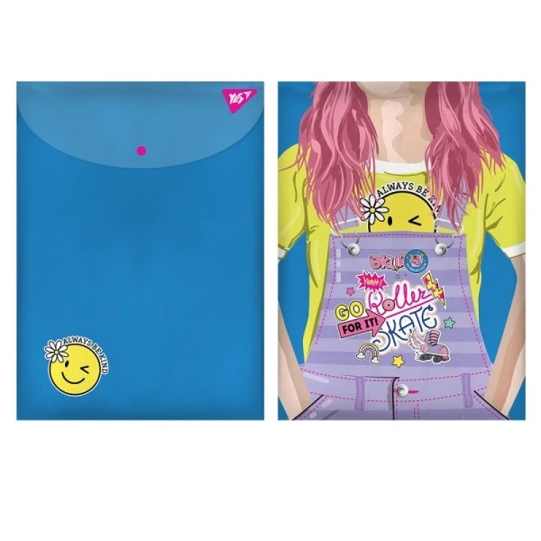 Папка-конверт на кнопці А4 Yes Smiley Girl 491882 (5056137175901)(SC)