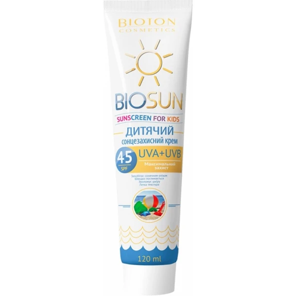 Сонцезахисний дитячий крем SPF 45 Bioton 120 мл